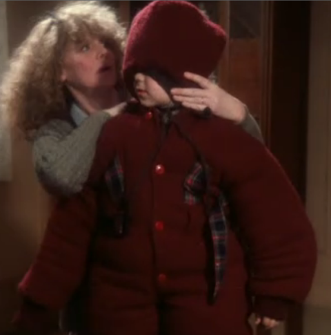 Ralphie's Mom dressing his brother for the cold