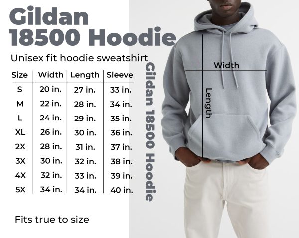 The Gildan 18500 Hoodie Size Chart